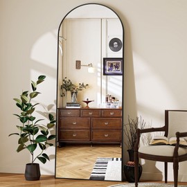 Riskioir 56" x 21" Arch Full Length Mirror - Floor Full Body Mirror with Aluminum Frame - Standing, Leaning or Hanging, for Bedroom, Living Room, Black