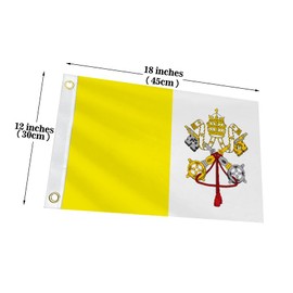 Double Sided Vatican City Boat Flag 12x18IN Vatican Citizens Marine Small Flag Bright Colors Fade Proof Nylon Truck Motorcycle Banner with 2 Brass Grommets Outside