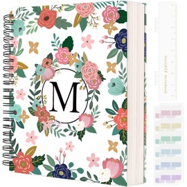 YeeCASE Hardcover Spiral Notebook Journal 8.5” x 11”, 300 Pages Journals for Women Men, A4 Large College Ruled Notebooks, Cute Floral Letter Spiral Journal for Writing, Work, Business, School (M)
