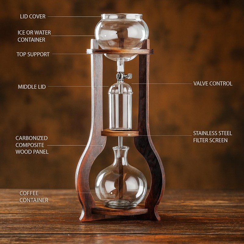 Nispira Iced Coffee Cold Brew Drip Tower Coffee Maker, 6–8