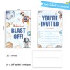 Outer Space Birthday Party Invitations, Astronaut Theme Birthday Invitation Cards
