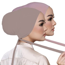 Hophor Bonnet Hair Wrap for Sleeping, 2 Pcs Adjustable Women Men Sleep Cap Slouchy with Adjustable Strap Curly Hair Head Scarf Night Caps(Pink+Light Khaki(2pcs))