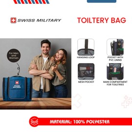 Swiss Military Toiletry Bag | Toiletry Bag, Blue, L, Professional, Blue, L, Blue, travel accessories