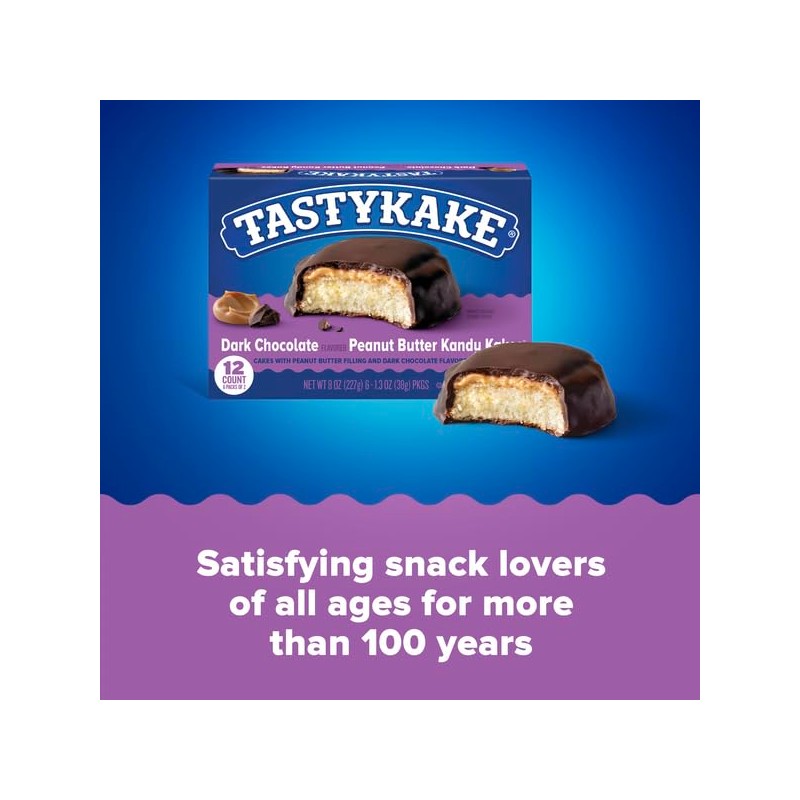 Tastykake Dark Chocolate Peanut Butter Kandy Kakes, 12 Count (Pack