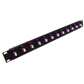 RiteAV 1U 12 port Patch Panel w/ LC Duplex Multimode OM4 Magenta Colored Adapters