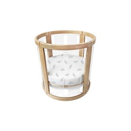 Babyhood Amani Bebe Organic Jersey Cotton Round Fitted Sheet, Grey Leaf