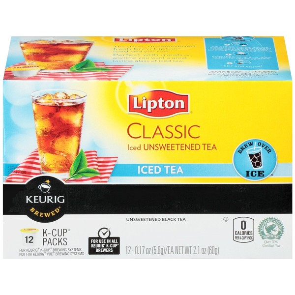 Lipton, Classic Iced Tea, K-Cup Single Serve, 12 Count (0.17oz Each) 2.1oz Box (Pack of 3)