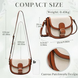 Kasgo Crossbody Bag for Women, Small Leather Shoulder Bag Fashion Ladies Cross Body Handbag Phone Purse Bag with Adjustable Shoulder Strap,Apricot and Brown