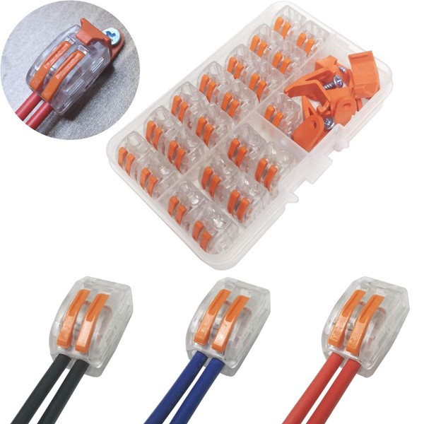 Compact Wire Connectors,CTRICALVER Electrical Connector Blocks 21 pcs 2 Port Compact Splicing Connectors Lever Nut Assortment Terminal Block Kits and Mounting clip