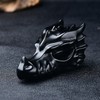 TEAMWILL 2" Natural Obsidian Crystal Dragon Head Statue Realistic Black