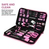 DEKO Pink Tool Set 110 Piece Household Tool Kit,Ladies Portable