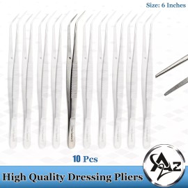 A2Z Scilab Premium Grade 10pc College Cotton Dressing Pliers Serrated 6" Dental Instruments