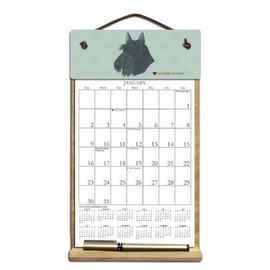 7" x 12" Wooden Refillable Dog Calendar Holder Filled with The Rest of 2025 and 2026 calendars and Includes an Order Form Page for 2027-SCOTTISH Terrier