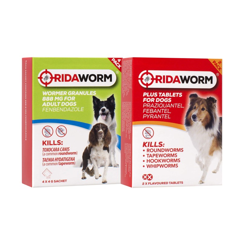 RidaWORM Dog Tablets, One Size, Pack of 2