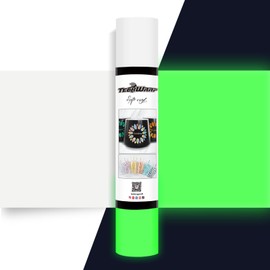 TECKWRAP Glow in The Dark Matte Adhesive Vinyl, White to Neon Green, 1ft x 5ft for Craft Cutter Sign Plotter Wall Decals Scrapbook Lettering DIY Decorations
