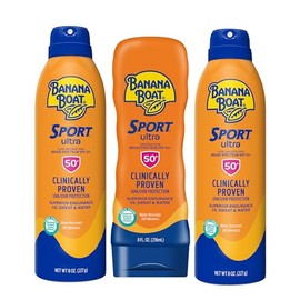 Banana Boat Sport Ultra Sunscreen Spray SPF 50 – Broad Spectrum UVA/UVB Protection, Water Resistant, Oxybenzone Free, Non-Greasy Sun Protection, 8oz each (Pack of 3)