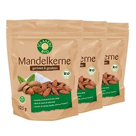 3x CLASEN Organic Almond Kernels Roasted and Salted - 125 g