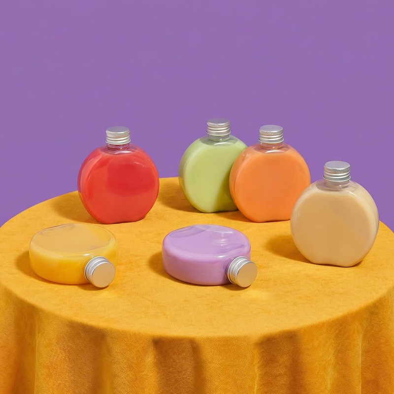 Elsjoy 24 Pack 10 oz Plastic Juice Bottles with Caps,