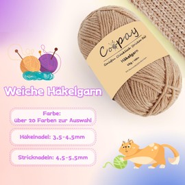 Coopay Wool for Crochet, 225 g (5 x 45 g) Soft Crochet Yarn, 5 Faiding Wool for Knitting, Baby Wool for Crochet for Beginners, Super Soft Crochet Yarn, Baby Wool for Crochet and Knitting Project