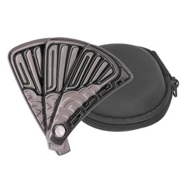 Push Slider Fidget Toy Folding Fan Magnetic Stress Relief Haptic Stainless Steel Toy for Adult Black