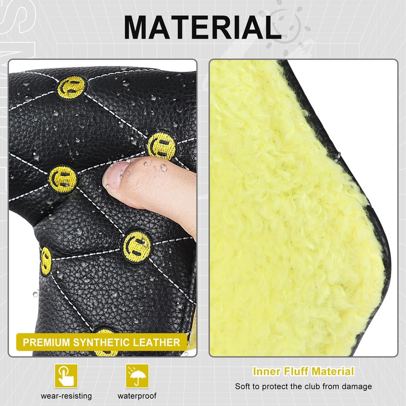 Golf Blade Putter Club Head Cover Pingtype Magnetic Black PU