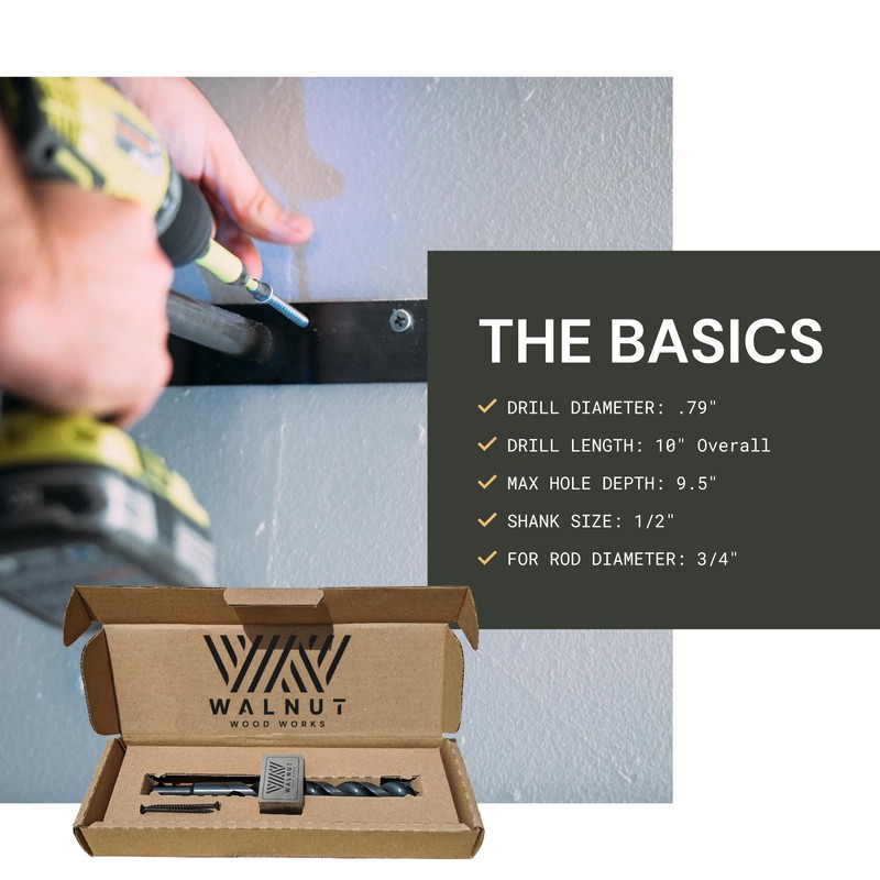 Walnut Wood Works Floating Shelf Installation Kit, Drill Jig -