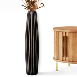 Rocendlor Floor Vase, Tall Floor Vase 23.6 inch (60CM, 2.3FT) Tall Large Floor Vase, Sturdy Tall Vase for Living Room Decor, Resin Bronze Color