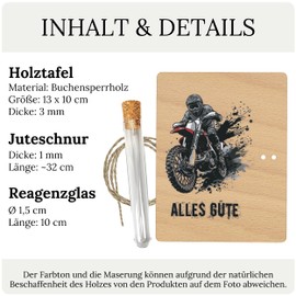 ZUKLA Packaging Money Gift Motocross 13 x 10 cm - with Test Tube - Money Gift Packaging Wood - Gift Voucher - Gift Enduro