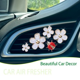 ORIESSE 5pcs Flowers Ladybug Air Vent Clips Car Accessories Set 2pcs White Daisy Flower Car Air Freshener Vent Clips 3pcs Vent Decoration Clips Refillable Car Diffuser Car Interior Aesthetic