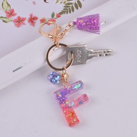 Initial Keychain Letter Alphabet Sweet Bag Charm Key Chain for Women Girl Birthday Gifts