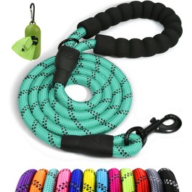 Taglory Rope Dog Lead with Soft Padded Handle, 1.5 m Reflective Lead and Multi-Colour for Medium Large Dogs, 1.2 cm, Turquoise
