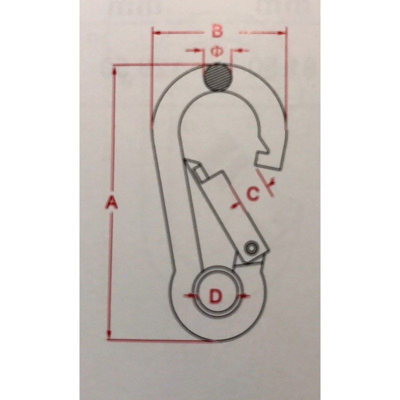US STAINLESS Stainless Steel 316 Spring Hook with Eyelet Carabiner