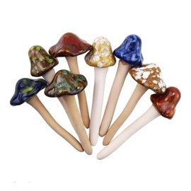 NOIAFZY 8Pcs Ceramic Mushroom Statue Set Outdoor Garden Decorations Non-Fading Sculptures for Season-Proof Landscaping