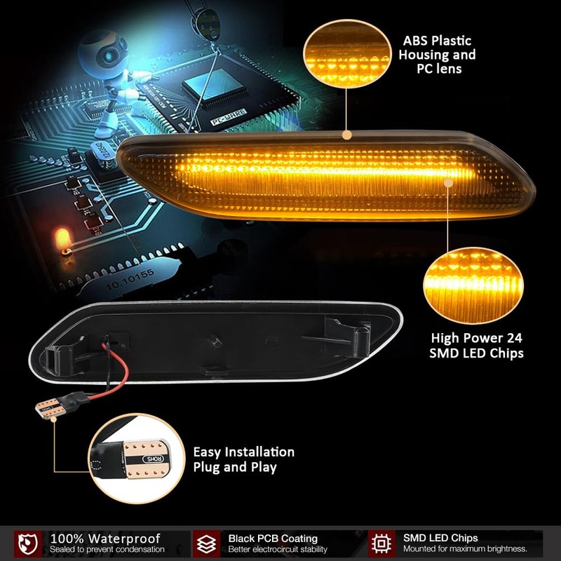 D-Lumina Sequential LED Side Marker Lights Turn Signal Blinker Lamp