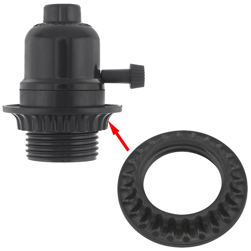Durable E26 Light Socket Rings/ 2PCS Black Lamp Shade Collar