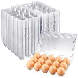 Zubebe 200 Pieces Clear Egg Cartons Plastic Egg Cartons Bulk Empty Chicken Egg Tray Holds Securely Clear Blank Egg Cartons for Chicken Farm Business Market Home Refrigerator Storage(3 x 5 Grids)
