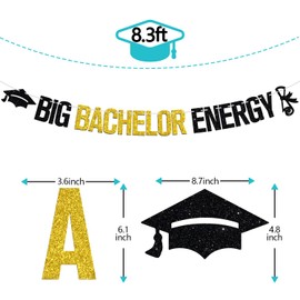 Big Bachelor Energy Banner, Congrats Grad,So Proud of You, Class of 2025 College Bachelor Degree Graduation Party Decorations Supplies