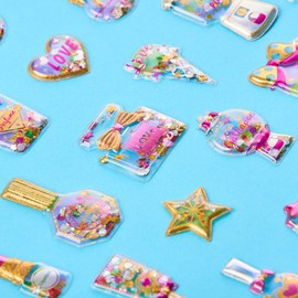 Jolly Stickers® Shake Stickers (Set of 8) | Art Projects, Craft Fun, Glitter & Fantasy Decorating Gifts Girls Girls Fun Aesthaetic 3D Puffy Bullet Stickers