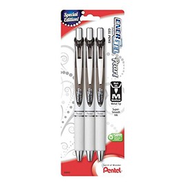 Pentel EnerGel Pearl Deluxe RTX Retractable Liquid Gel Pen, 0.7mm, Black Accent, Black Ink, 3 Pack (BL77WBP3A)