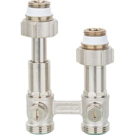 Simplex Two-Pipe System Rhahn Block ET2/50 Nickel Plated, With Telescopic Corner Eurokonus