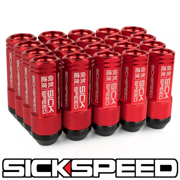 SICKSPEED 20 PC RED ALUMINUM EXTENDED 50MM 2 PC LUG