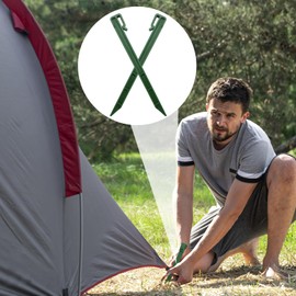 Pack of 22 Ground Nails, Lawn Edging, Plastic, Robust, 24 cm, Black, Plastic Pegs, Stable for Soft Soils in Lawns, Pearl Hose, Camping