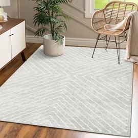 CAROMIO Area Rug 5x7 Washable Rug Geometric Indoor Area Rug Non Slip Moroccan Throw Floor Cover Modern Abstract Rug Contemporary Accent Rug Aesthetic Farmhouse Carpet for Living Room Bedroom, Grey