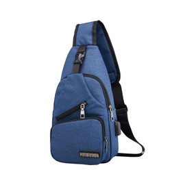 FuninCrea Men's Sling Bag with 3 Zip Pockets and Compartment, Shoulder Bag Men's Waterproof Oxford Chest Bag with Adjustable Shoulder Strap, blue