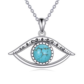 Fandrox - Collar de plata de ley 925 con diseño de ojo malvado de ojo de plata de ley 925, diseño de turquesa auténtico, regalo para mujer