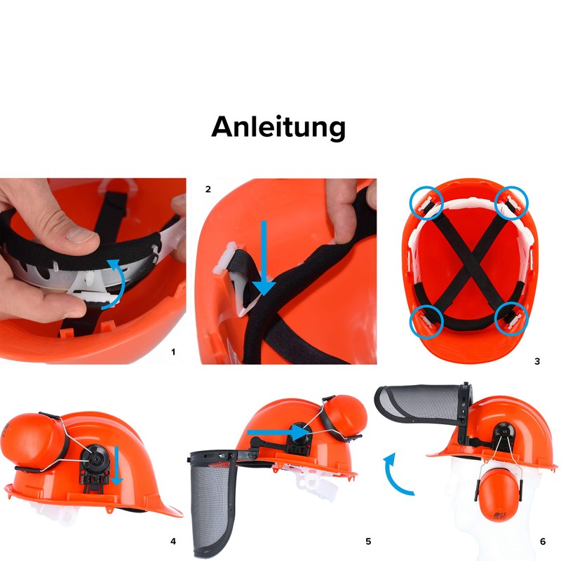 eXtreme Forstschutz Helmkombination Waldarbeiter Helm Netzvisier Gehörschutz Gesichtsschutz SNR-22dB