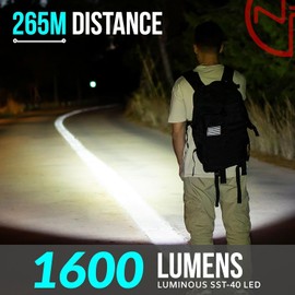 TX11 Tactical Flashlight & TH2C Premium Holster w/ USB-C Rechargeable Battery Luminus 1600 Lumens LED For Police Security Military Grade Brightest Tac Flashlights - Complete Tactical Edition