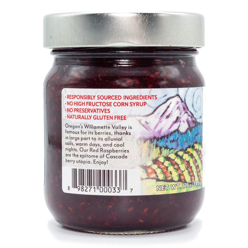 Oregon Growers, Red Raspberry, Non-GMO, Natural Fruit Spread, 12 Ounce
