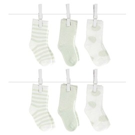 Little Giraffe Box of Socks 6 Pairs Gift Set - Dot/Solid/Stripe 2 Pairs Each (Celadon)