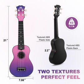 MUSTAR Soprano Ukulele, 21 Inch Basswood Ukulele for Beginners, Ukuleles Kit With Gig Bag, Strap, Picks, Cloth, Sticker,Ukulele Gift for Adults Teenagers